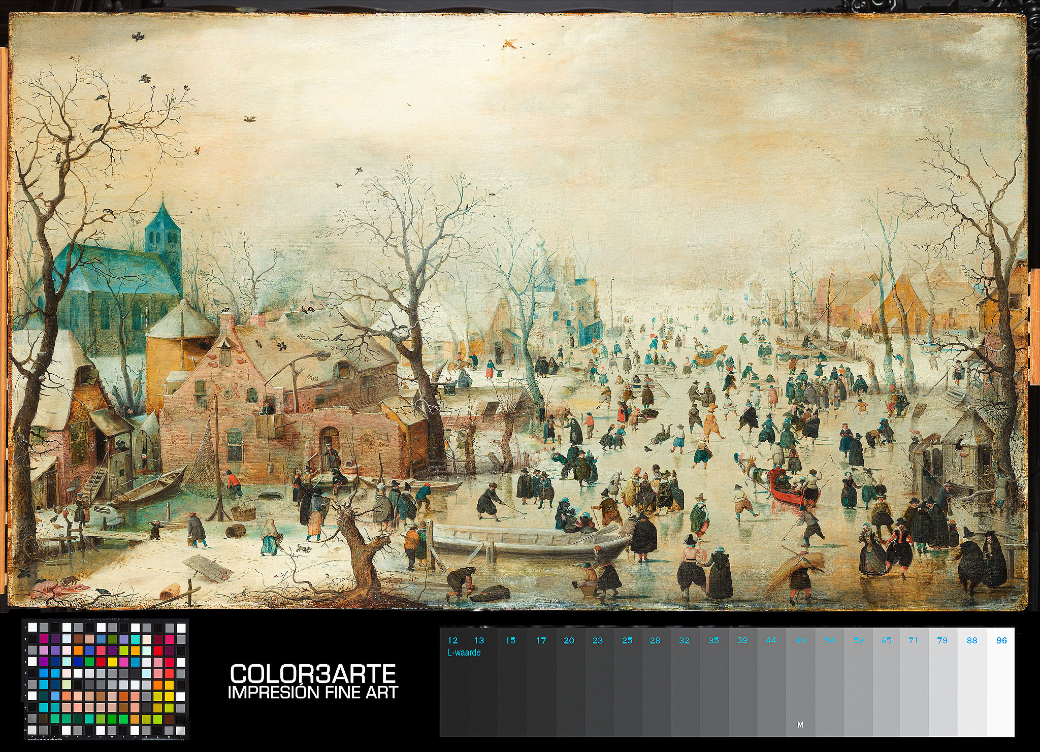 Una impresión giclée de alta calidad en papel fineart, reproduciendo fielmente un cuadro clásico de un paisaje invernal, ofrecida por Color3arte