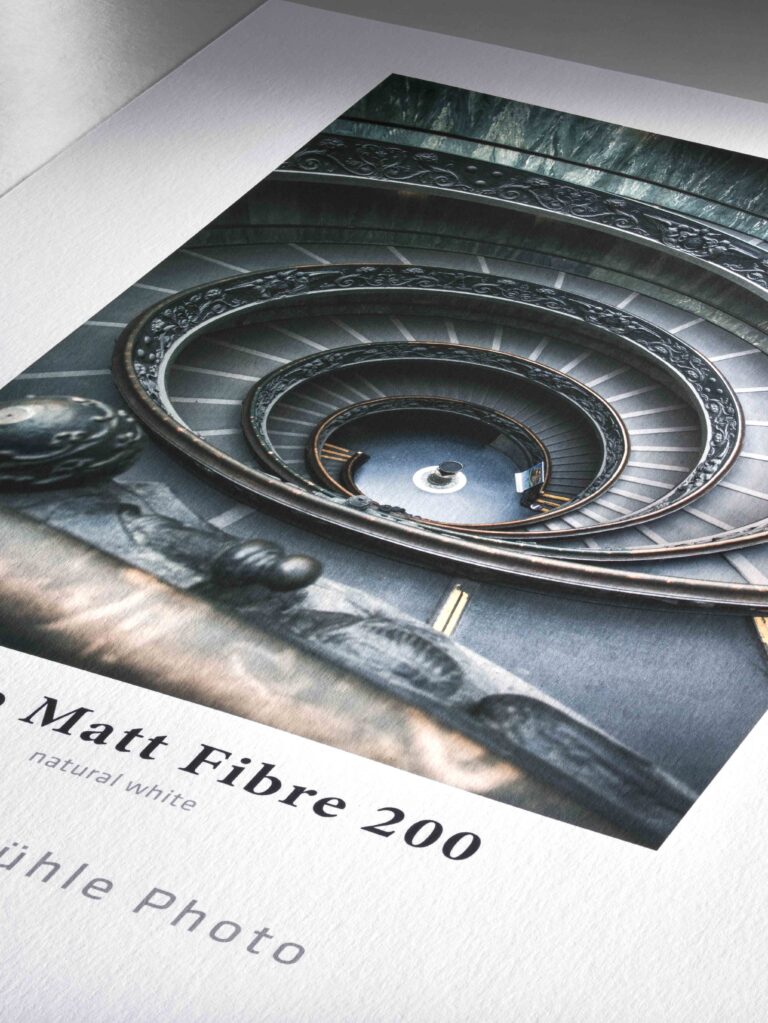 Detalle de textura del papel Photo Matt Fibre para impresión Fine Art Giclée